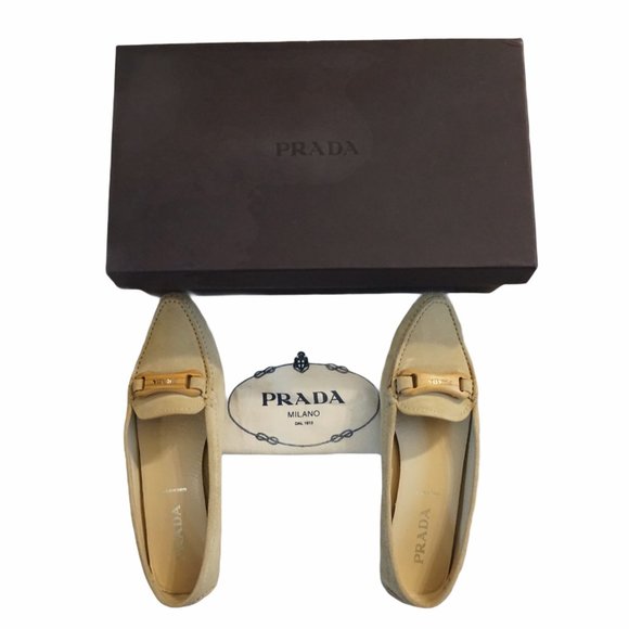 NIB Prada Suede Loafers Sabbia 35.5 / US 5 - Picture 2 of 9